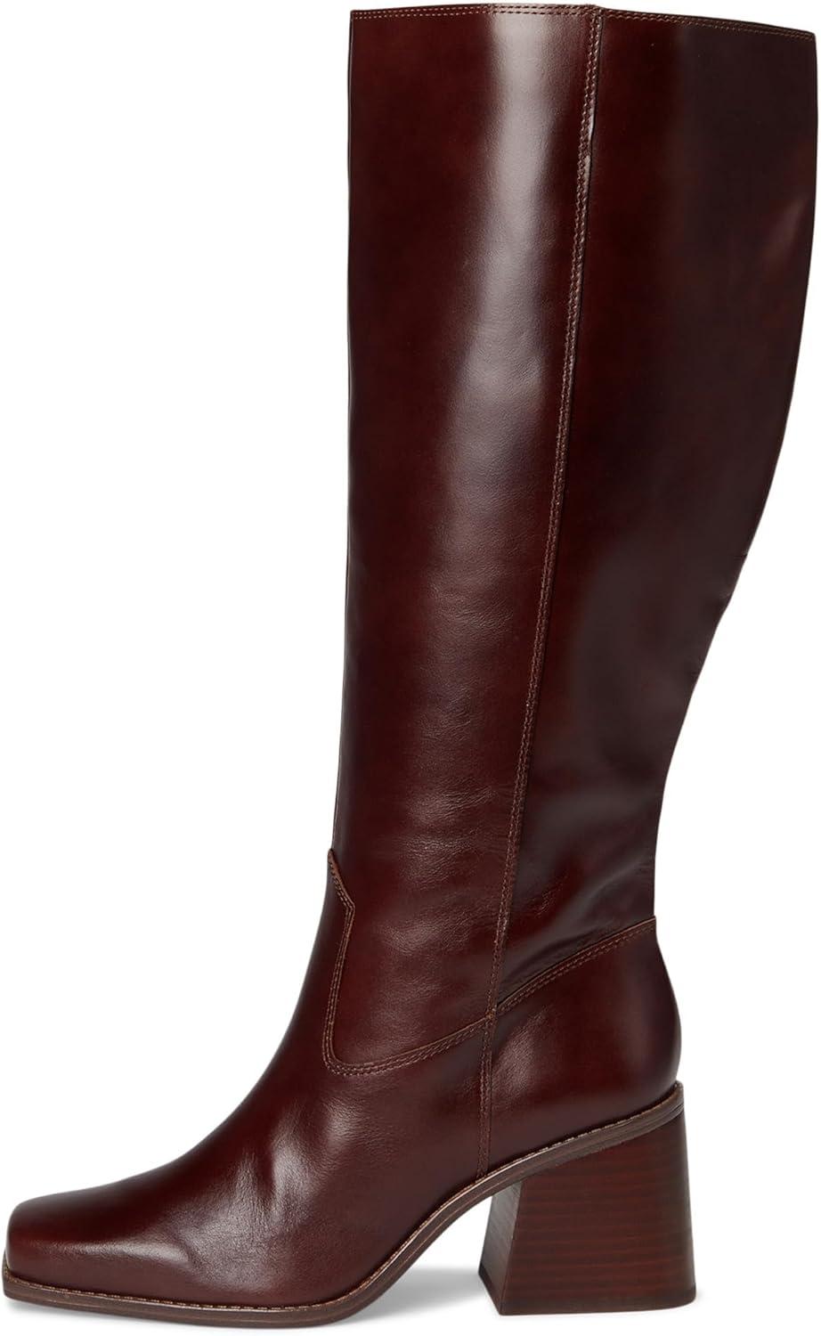 imageVince Camuto Womens Sangeti Stacked Heel Knee High Boot Fashion Dark Mahogany 7
