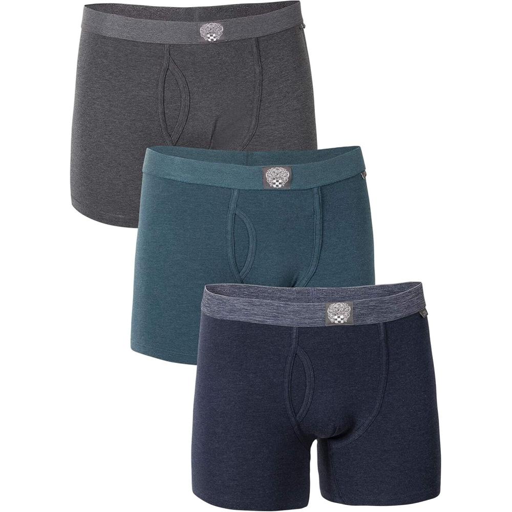 imageVince Camuto Mens Cotton Stretch Boxer Brief MultiPack 2Pk3pk Charcoal HeatherMarine HeatherNavy Heather