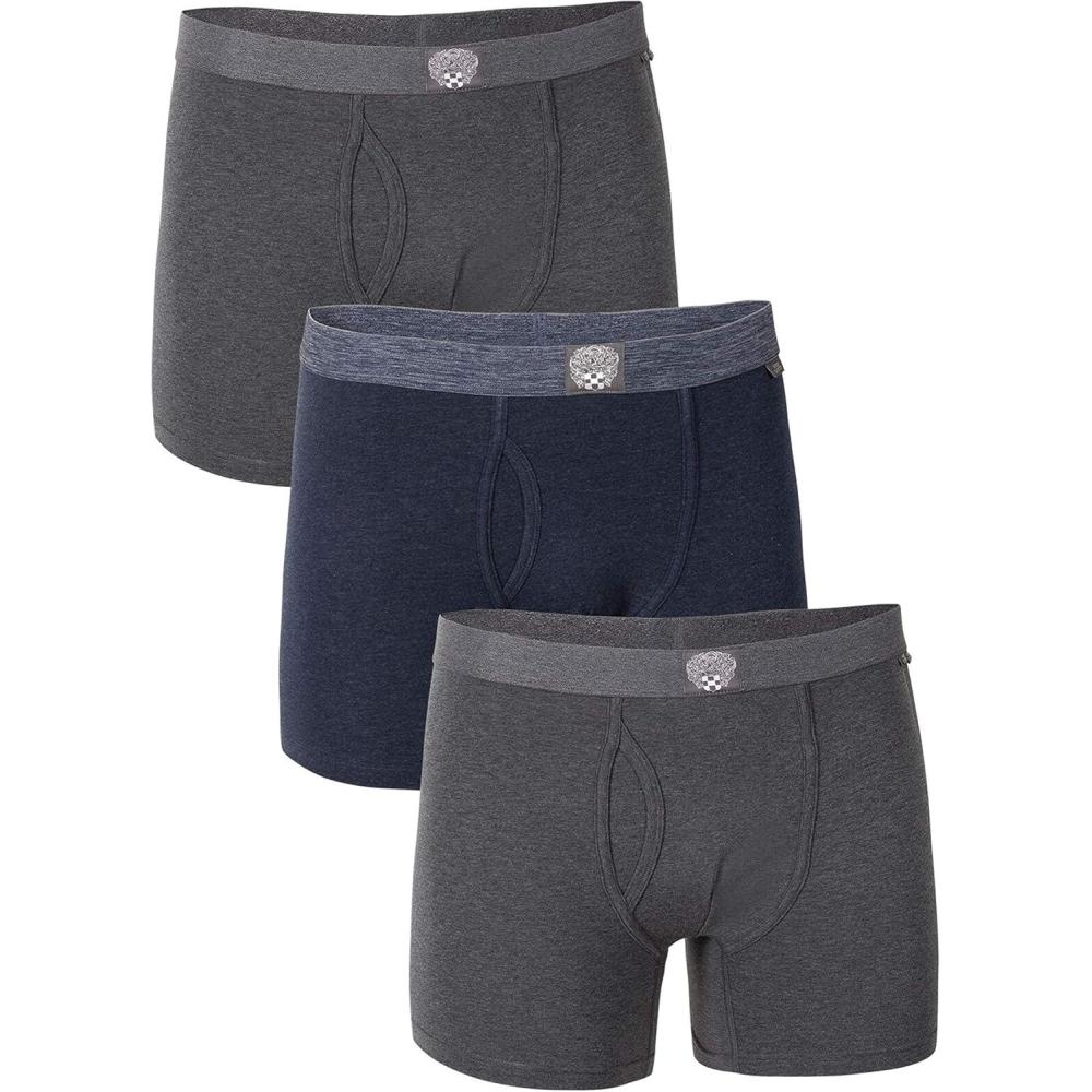 imageVince Camuto Mens Cotton Stretch Boxer Brief MultiPack 2Pk3pk Charcoal HeatherNavy Heather