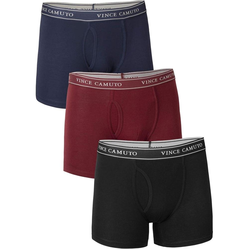 imageVince Camuto Mens Cotton Stretch Boxer Brief MultiPack 2Pk3pk NavyCabernetBlack