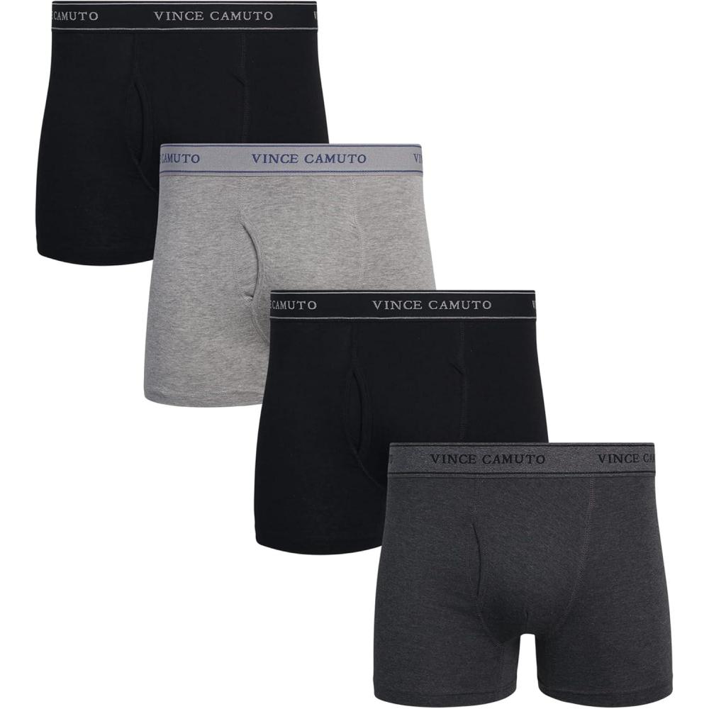 imageVince Camuto Mens Cotton Stretch Boxer Brief MultiPack 2PkBlackGrey HthCharcoal HthrBlack