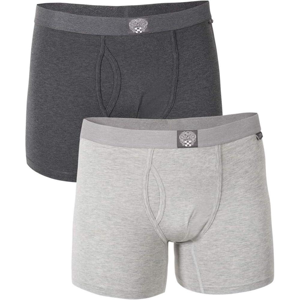 imageVince Camuto Mens Cotton Stretch Boxer Brief MultiPack 2PkCharcoal HeatherGrey Heather