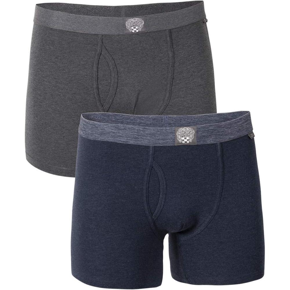 imageVince Camuto Mens Cotton Stretch Boxer Brief MultiPack 2PkCharcoal HeatherNavy Heather