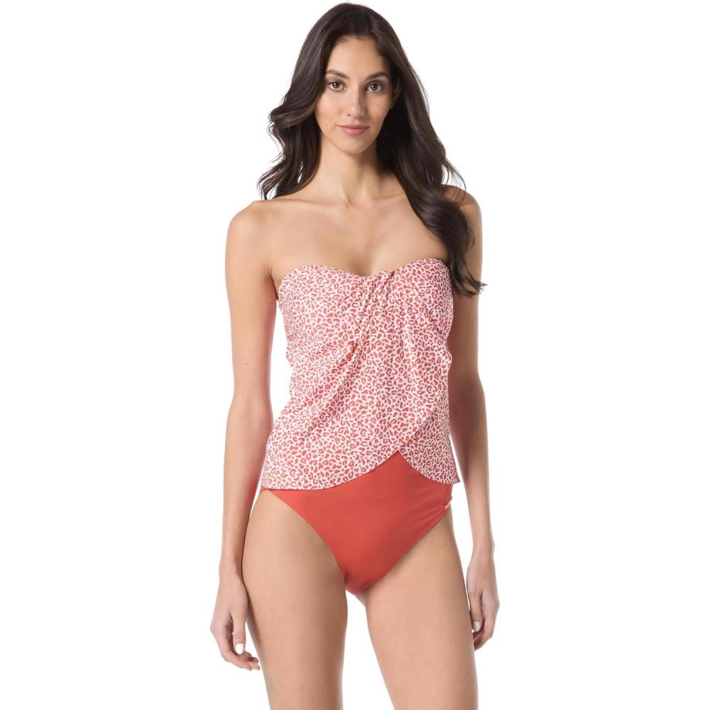 imageVince Camuto Womens Draped Bandeau Tankini TopCinnabar