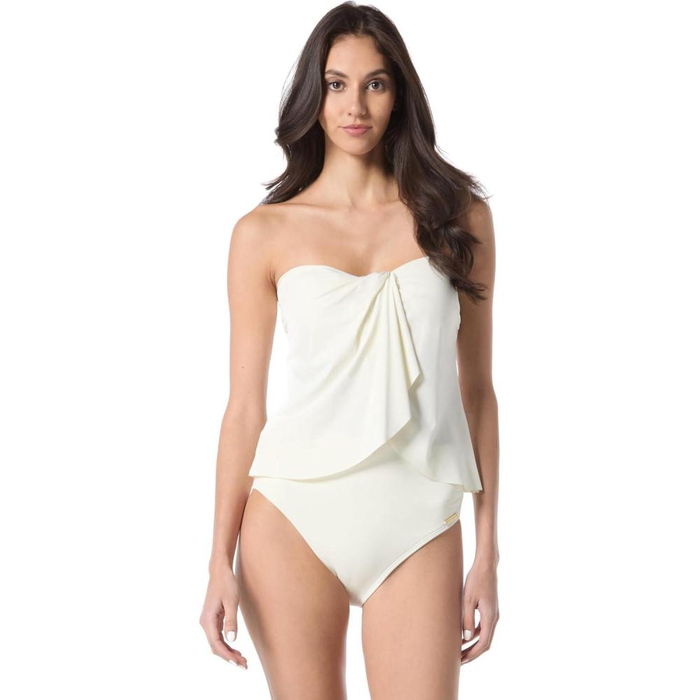 imageVince Camuto Womens Draped Bandeau Tankini TopIvory