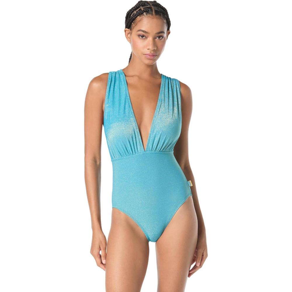 imageVince Camuto Womens Plunge Neck One Piece SwimsuitZenith