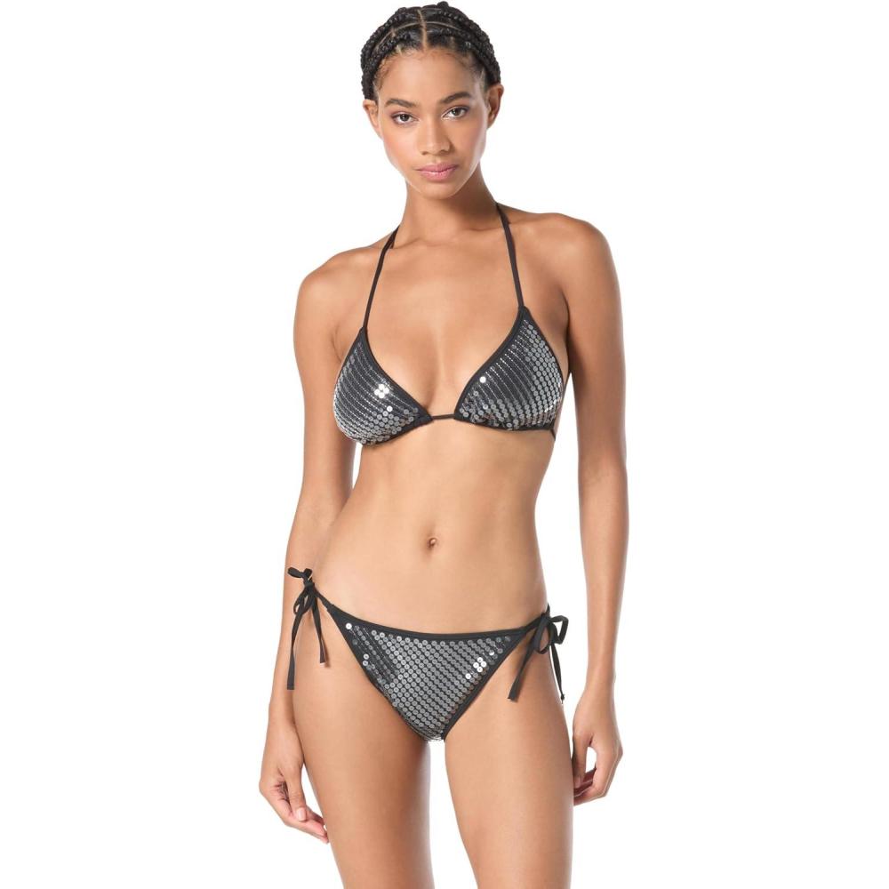 imageVince Camuto Womens Sequin String Bikini TopBlack