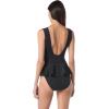 Vince Camuto Womens High Neck Skirted One Piece Swimsuit(Black)