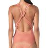 Vince Camuto Women’s Plunge Neck One Piece Swimsuit(Almond)