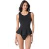 Vince Camuto Womens High Neck Skirted One Piece Swimsuit(Black)