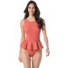 Vince Camuto Womens High Neck Skirted One Piece Swimsuit(Cinnabar)
