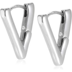 V Hinge Huggie Earrings Silver