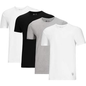 Vince Camuto Men’s Undershirt – 4 Pack Cotton Crewneck T-Shirt (Size: S-XL)(White/Grey Hthr/Black/White)
