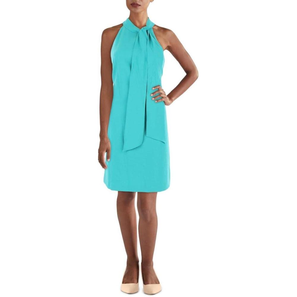 imageVince Camuto Womens Sleeveless Halter Tie Neck Shift Mini DressTurquoise