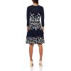 Vince Camuto Women’s 3/4 Sleeve High Neck Knit A-Line Mini Dress(Navy)