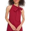 Vince Camuto Womens Sleeveless Halter Tie Neck Shift Mini Dress(Bordeaux)