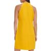 Vince Camuto Womens Sleeveless Halter Tie Neck Shift Mini Dress(Mustard)