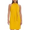 Vince Camuto Womens Sleeveless Halter Tie Neck Shift Mini Dress(Mustard)