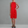 Vince Camuto Womens Sleeveless Halter Tie Neck Shift Mini Dress(Red)