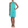 Vince Camuto Womens Sleeveless Halter Tie Neck Shift Mini Dress(Turquoise)