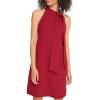 Vince Camuto Womens Sleeveless Halter Tie Neck Shift Mini Dress(Bordeaux)