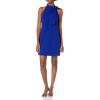 Vince Camuto Womens Sleeveless Halter Tie Neck Shift Mini Dress(Cobalt)