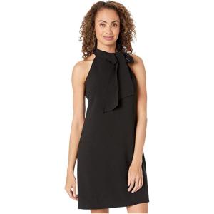 Vince Camuto Womens Sleeveless Halter Tie Neck Shift Mini Dress(Black)