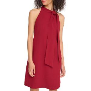Vince Camuto Womens Sleeveless Halter Tie Neck Shift Mini Dress(Bordeaux)