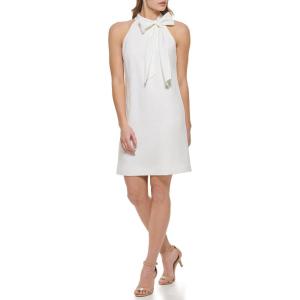 Vince Camuto Womens Sleeveless Halter Tie Neck Shift Mini Dress(Ivory)