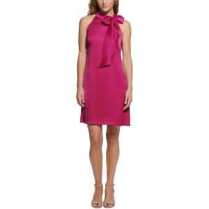 Vince Camuto Womens Sleeveless Halter Tie Neck Shift Mini Dress(Pink)