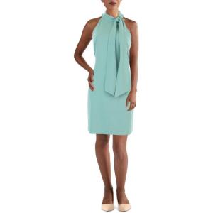Vince Camuto Womens Sleeveless Halter Tie Neck Shift Mini Dress(Sage)