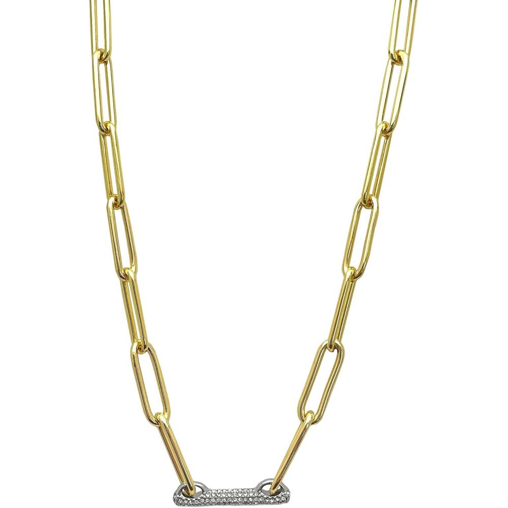 imageVince Camuto GoldTone Paperclip Link Chain Necklace with Crystal Stone Pave Bar