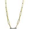 Vince Camuto Gold-Tone Paperclip Link Chain Necklace with Crystal Stone Pave Bar