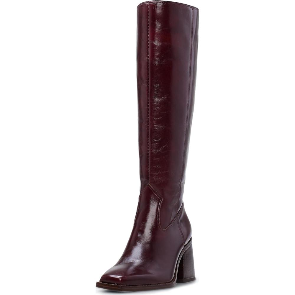 imageVince Camuto Womens Sangeti Stacked Heel Knee High Boot FashionDark Mahogany