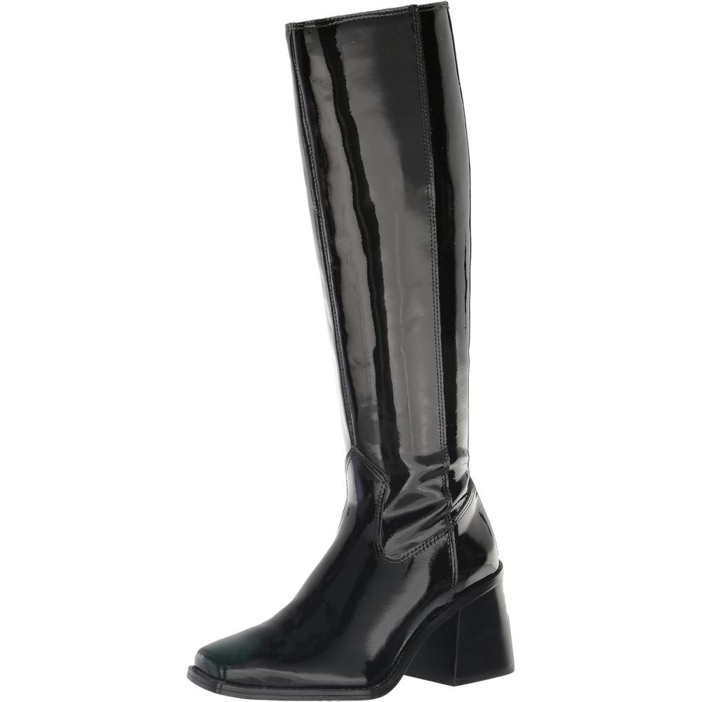 imageVince Camuto Womens Sangeti Stacked Heel Knee High Boot FashionBlack Patent Leather