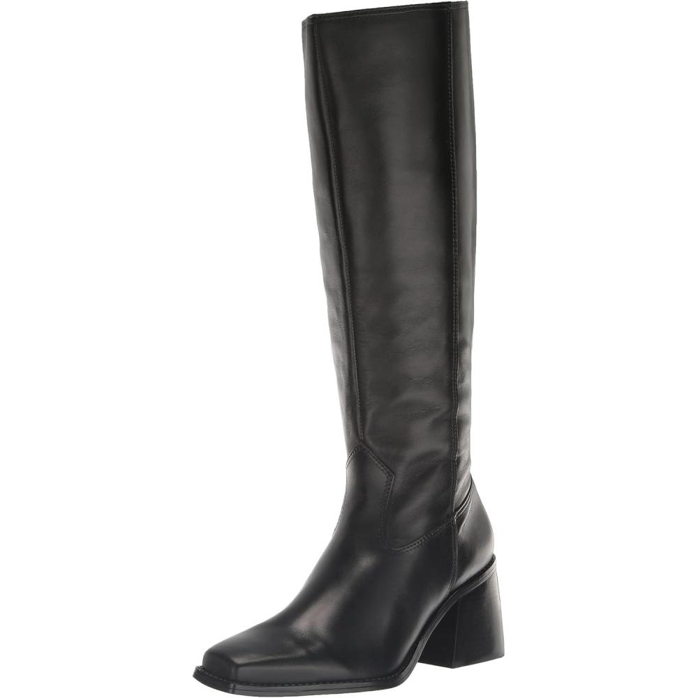 imageVince Camuto Womens Sangeti Stacked Heel Knee High Boot FashionBlack Silky Leather