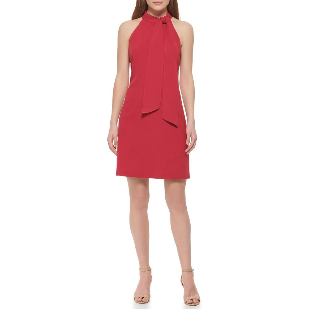 image:imageVince Camuto Womens Sleeveless Halter Tie Neck Shift Mini DressRaspberry