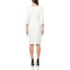 Vince Camuto Womens 3/4 Sleeve High Neck Cascade Detail Sheath Mini Dress(Ivory)