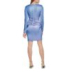 Vince Camuto Womens Long Sleeve V-Neck Ruched Sheath Mini Dress(Periwinkle)