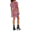 Vince Camuto Womens Puff Sleeve V-Neck Fit & Flare Mini Dress(Wine)