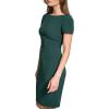 Vince Camuto Womens Short Sleeve Boat Neck Sheath Mini Dress(Hunter Green)