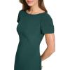Vince Camuto Womens Short Sleeve Boat Neck Sheath Mini Dress(Hunter Green)