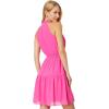 Vince Camuto Womens Sleeveless Halter Neck Chiffon Fit & Flare Dress(Hot Pink)