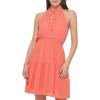Vince Camuto Womens Sleeveless Halter Neck Chiffon Fit & Flare Dress(Mango)