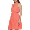 Vince Camuto Womens Sleeveless Halter Neck Chiffon Fit & Flare Dress(Mango)