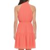 Vince Camuto Womens Sleeveless Halter Neck Chiffon Fit & Flare Dress(Mango)