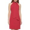 Vince Camuto Womens Sleeveless Halter Tie Neck Shift Mini Dress(Raspberry)