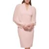Vince Camuto Womens Stretch Crepe Bodycon Dress with Chiffon Balloon Sleeves(Blush)