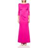 Vince Camuto Womens 3/4 Sleeve Boat Neck Ruched Gown(Fuschia)