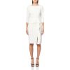 Vince Camuto Womens 3/4 Sleeve High Neck Cascade Detail Sheath Mini Dress(Ivory)